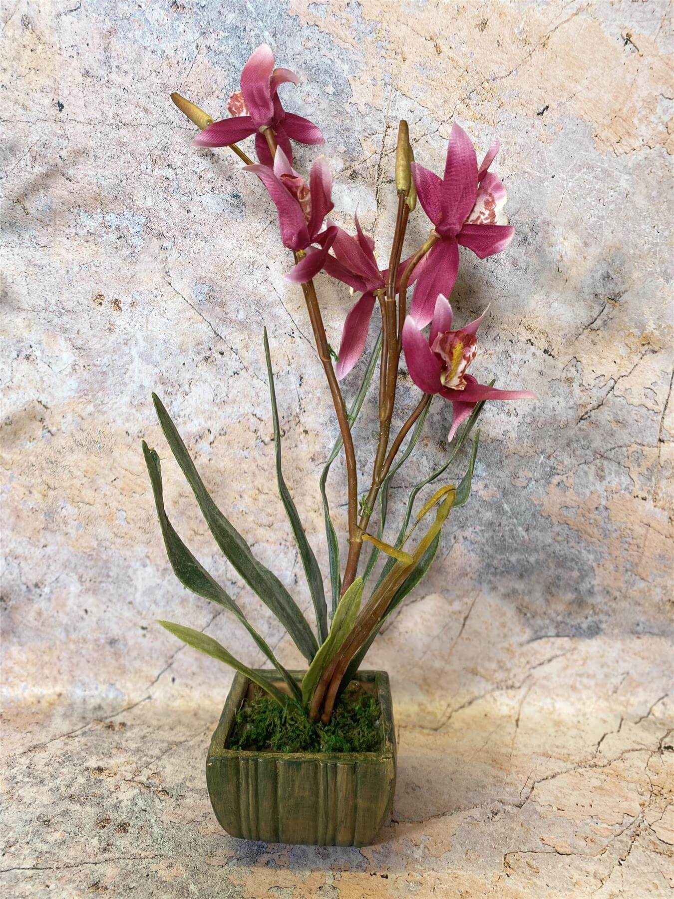 Elegant Artificial Orchids Display in 20 cm Tall Plant Pot - Lifelike Home Decor