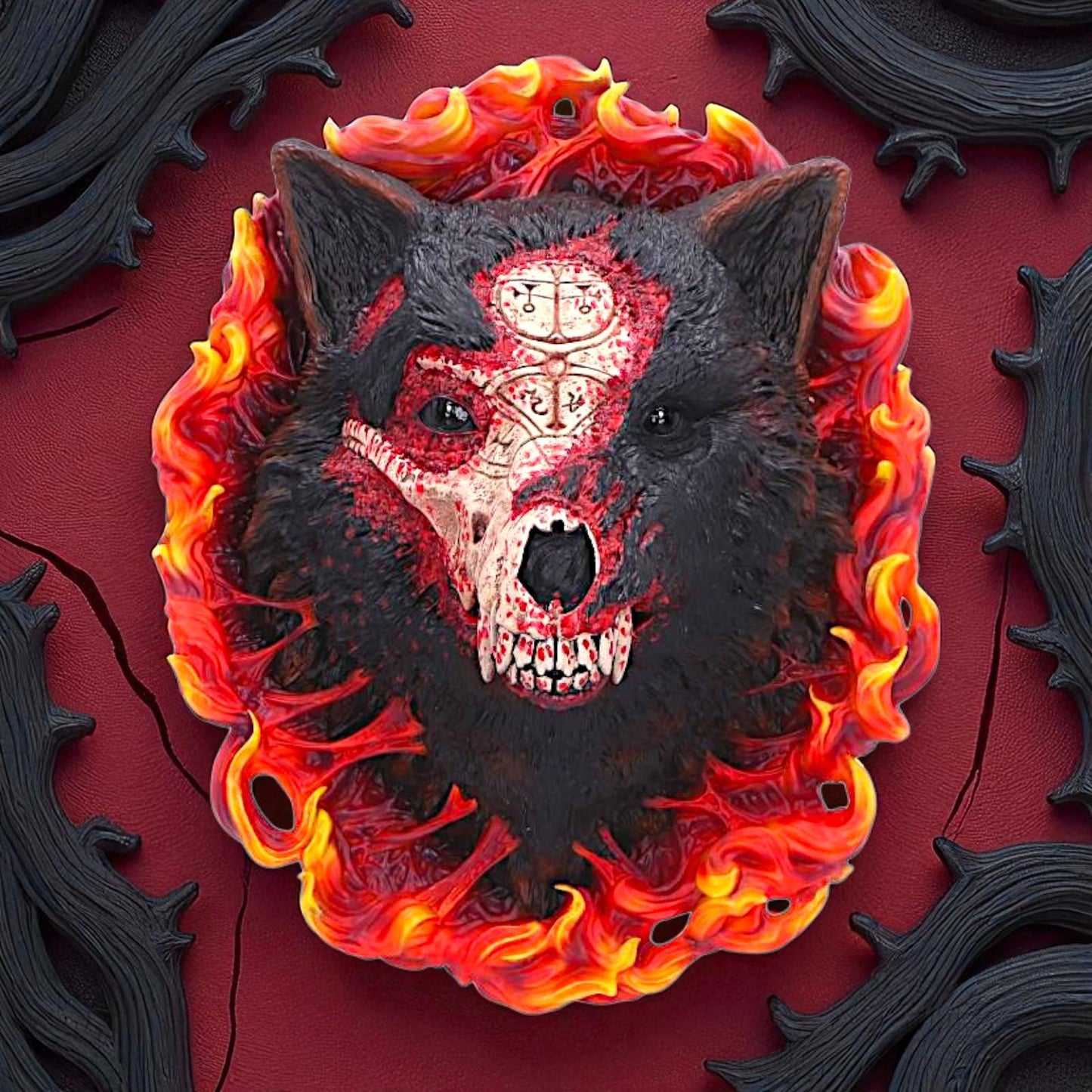 Blizzard Diablo 4 Mephisto Wolf Head Wall Plaque Gaming Horror Collectible