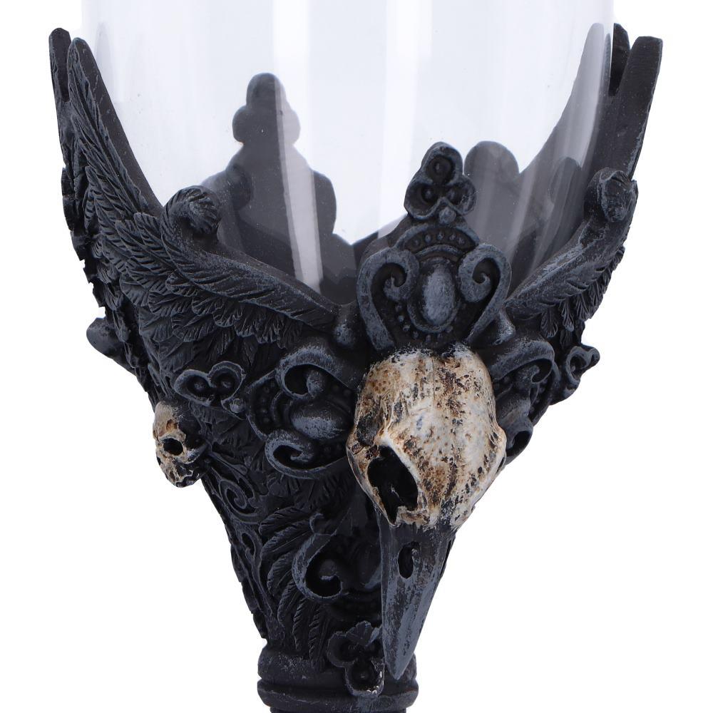 Fantasy Gothic Raven Chalice Goblet Skull Wing Design Drinkware Halloween Gift