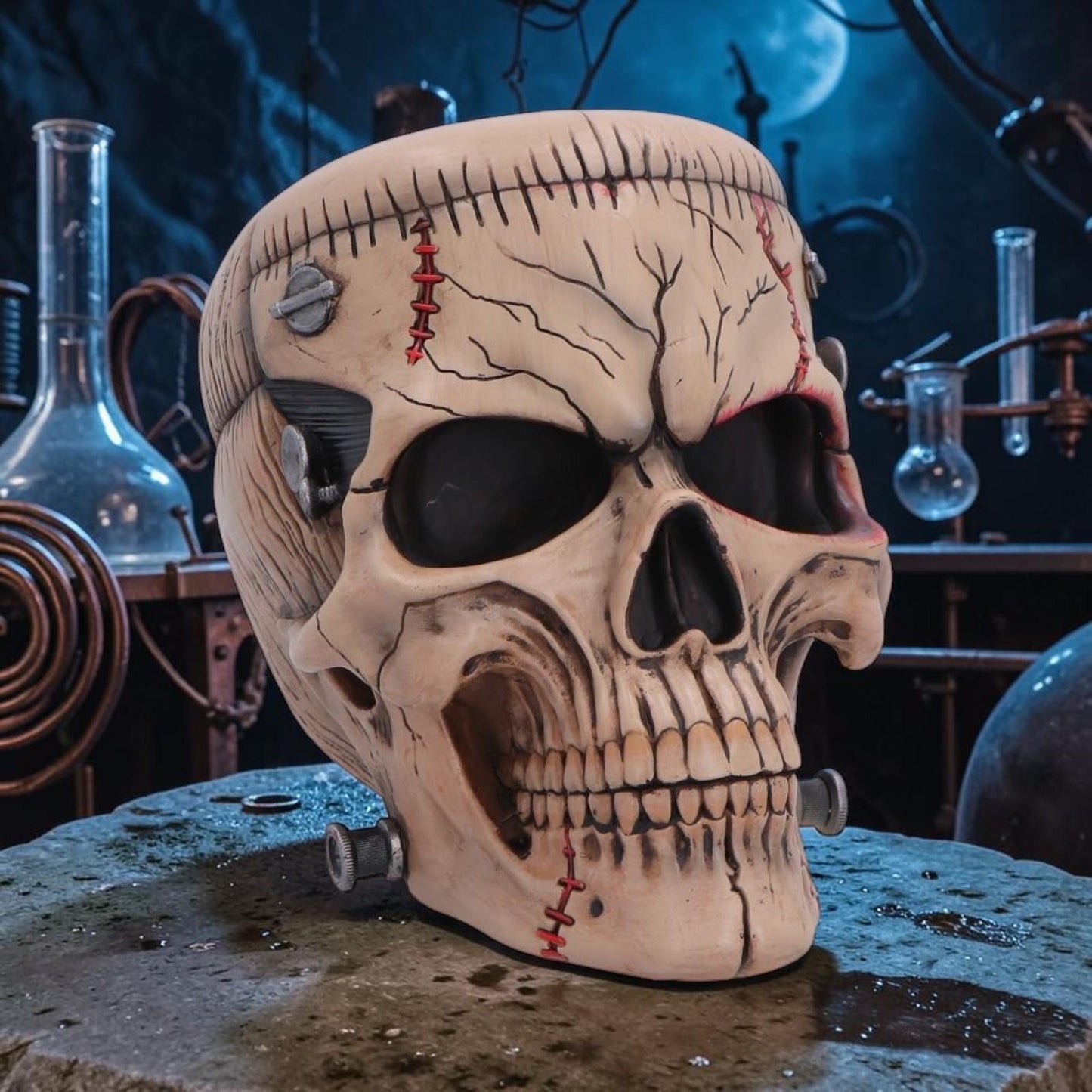 Frankenstein Monster Skull Ornament 15.1cm Gothic Horror Stitched Head Halloween Gift