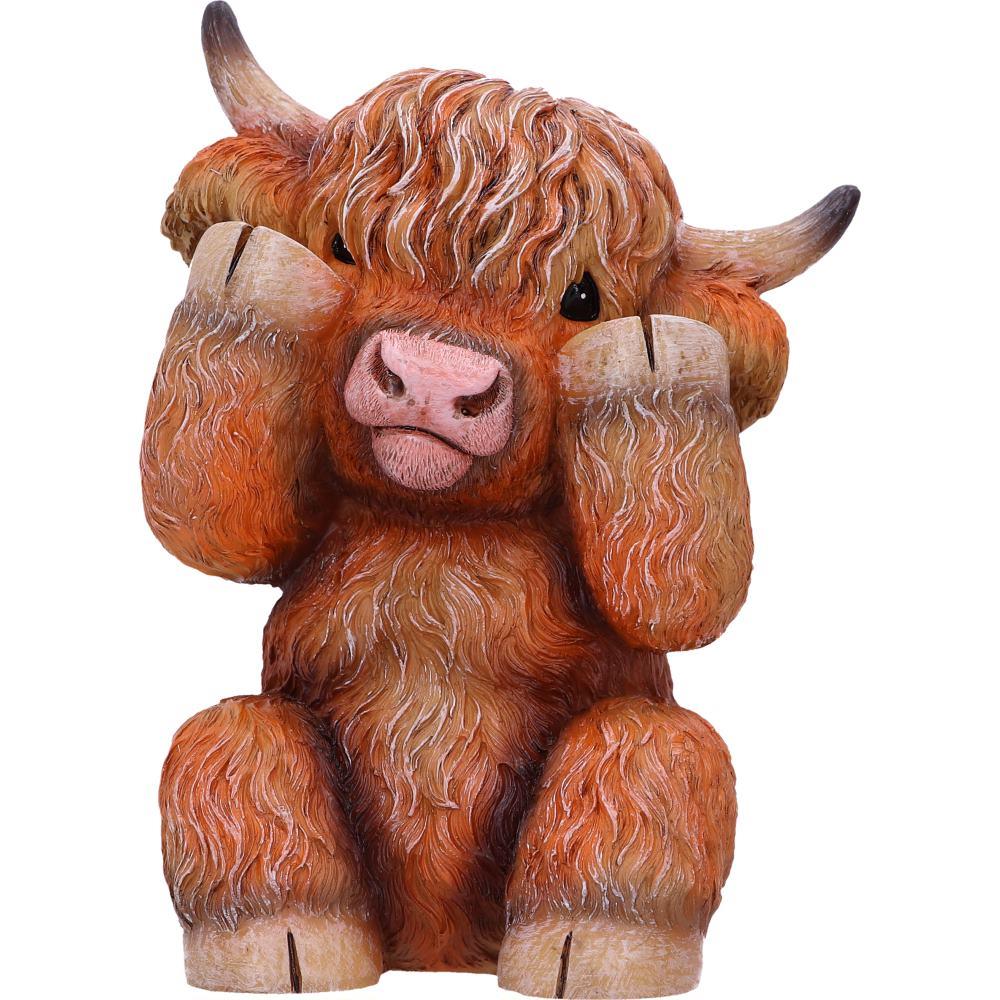 Highland Cow Three Wise Statues Cute Farm Animal Figurines Scottish Gift Home