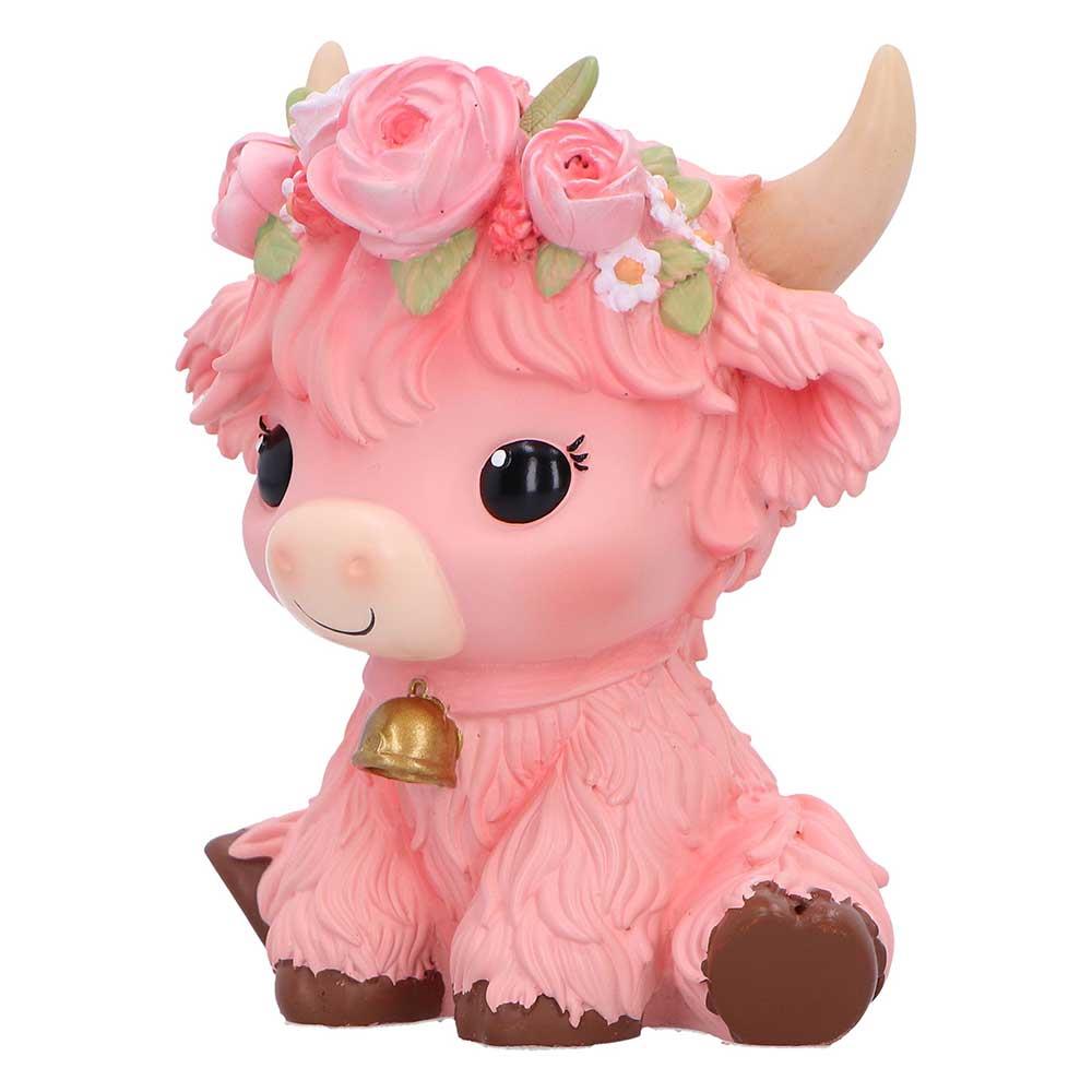 Moo Crew Primrose Pink Flower Cow Figurine Cute Farmhouse Ornament Decor
