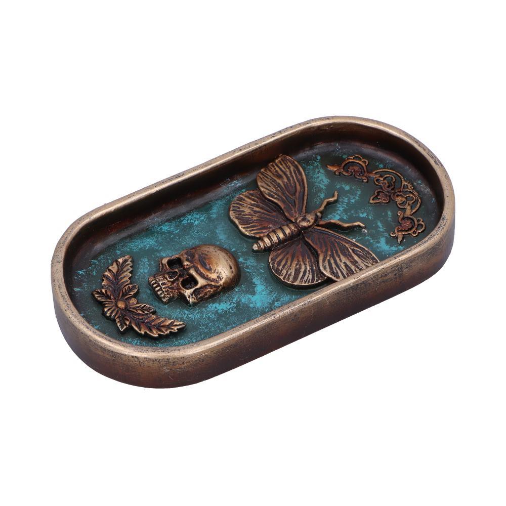 Dark Gothic Moth Skull Incense Stick Holder | Ornate Resin Burner Alternative Decor