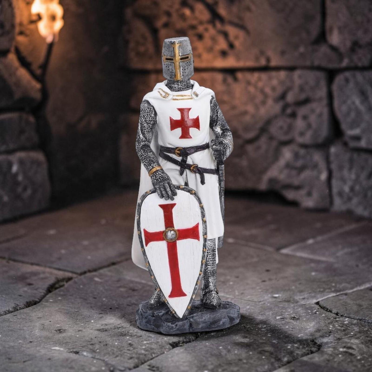 Templar Knight Figurine 16.6cm Medieval Crusader Statue Historical Gothic Decor