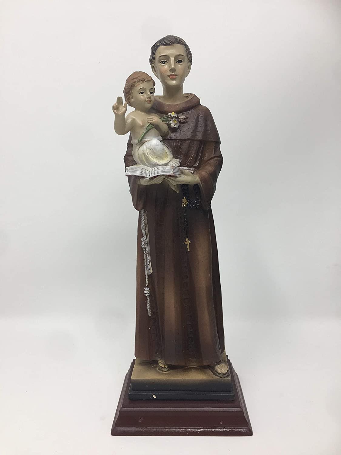 St Anthony with Baby Jesus Statue Religious Ornament Sculpture Catholic Figurine