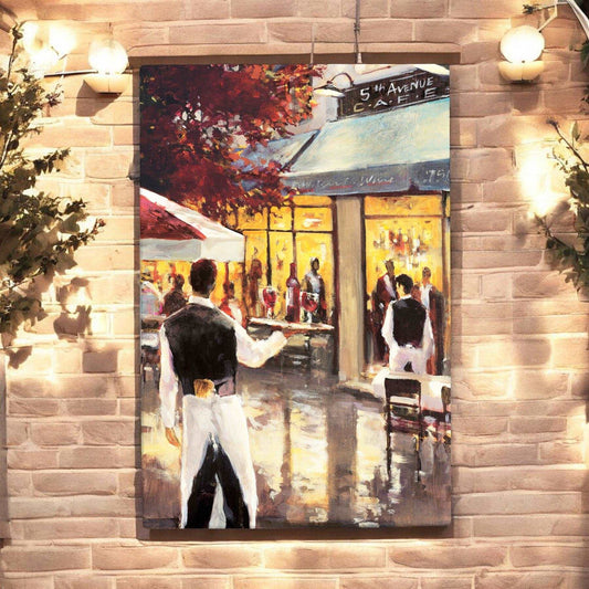 5TH AVENUE CAFÉ Ceramic Art Tile by Brent Heighton 30x20 cm – Ready to Hang Wall Art Tile with Box