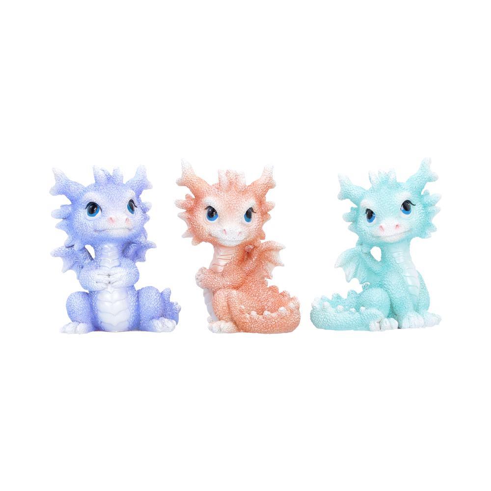 Fantasy Dragon Hatchling Trio Statue Figurines Ornament  Set 3 Cute Collectible