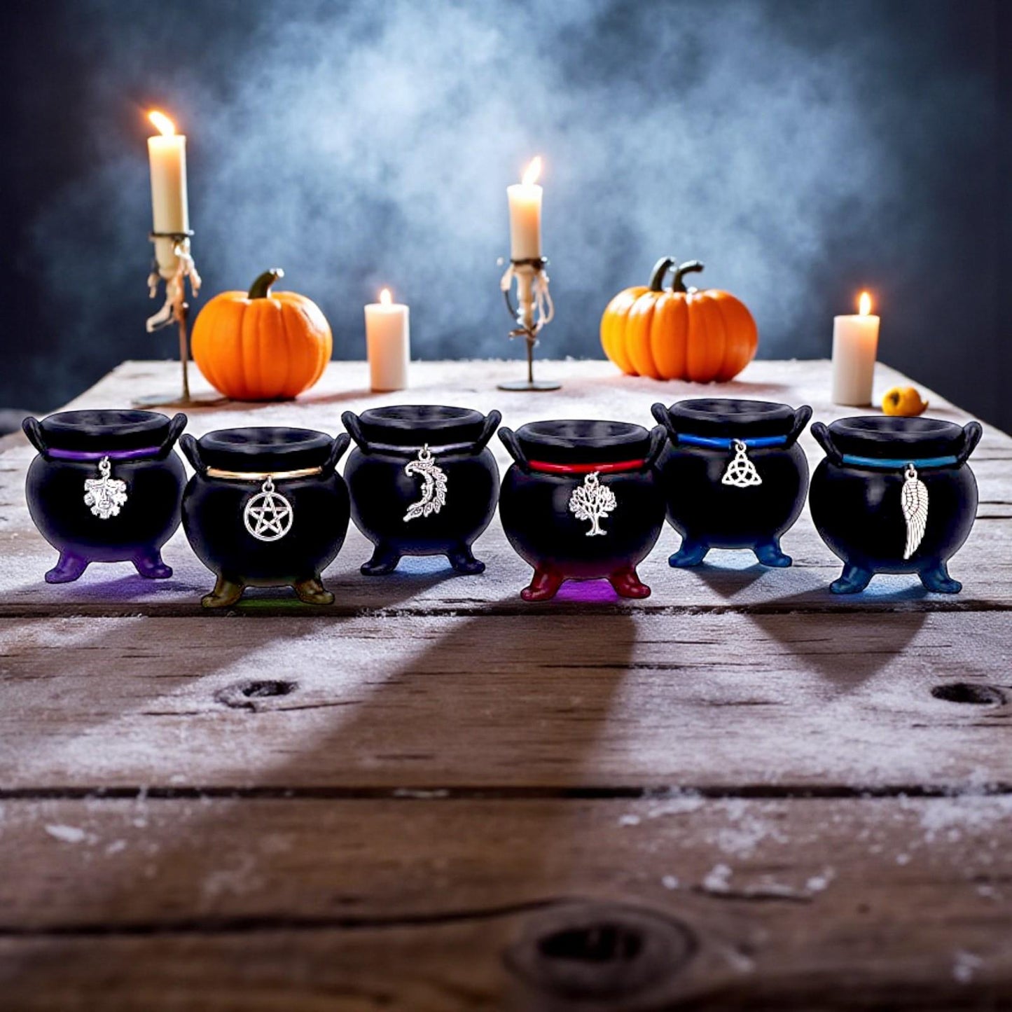 Positive Energy Cauldrons Set of 6 Mini Wiccan Altar Pagan Witchcraft Ornaments