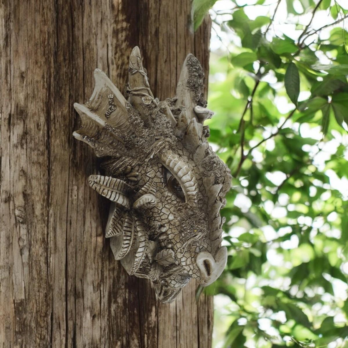 Mystical Dragon Woodland Wall Plaque - Resin Sculpture Fantasy Decor 17cm x 22cm, Indoor & Outdoor Use, Unique Gothic Art Piece