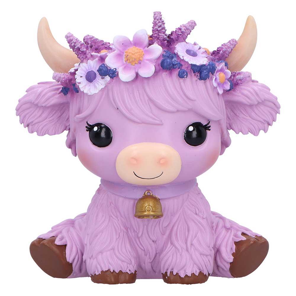 Moo Crew Hyacinth Purple Flower Cow Figurine Cute Farmhouse Ornament Decor