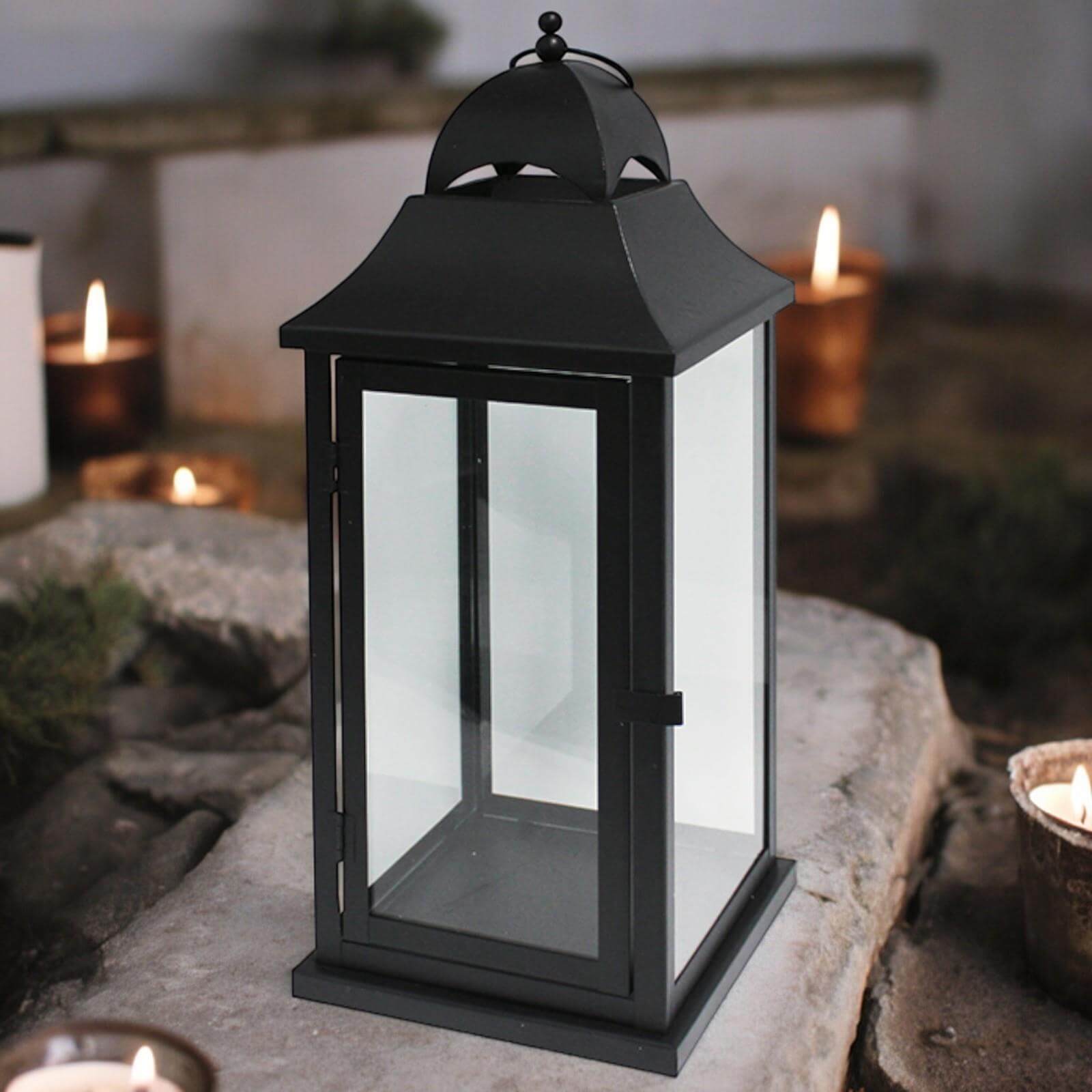 Outdoor Grave Candle Holder - 40 cm Metal and Glass Lantern - Memorial Decor-Osiris Craftworks