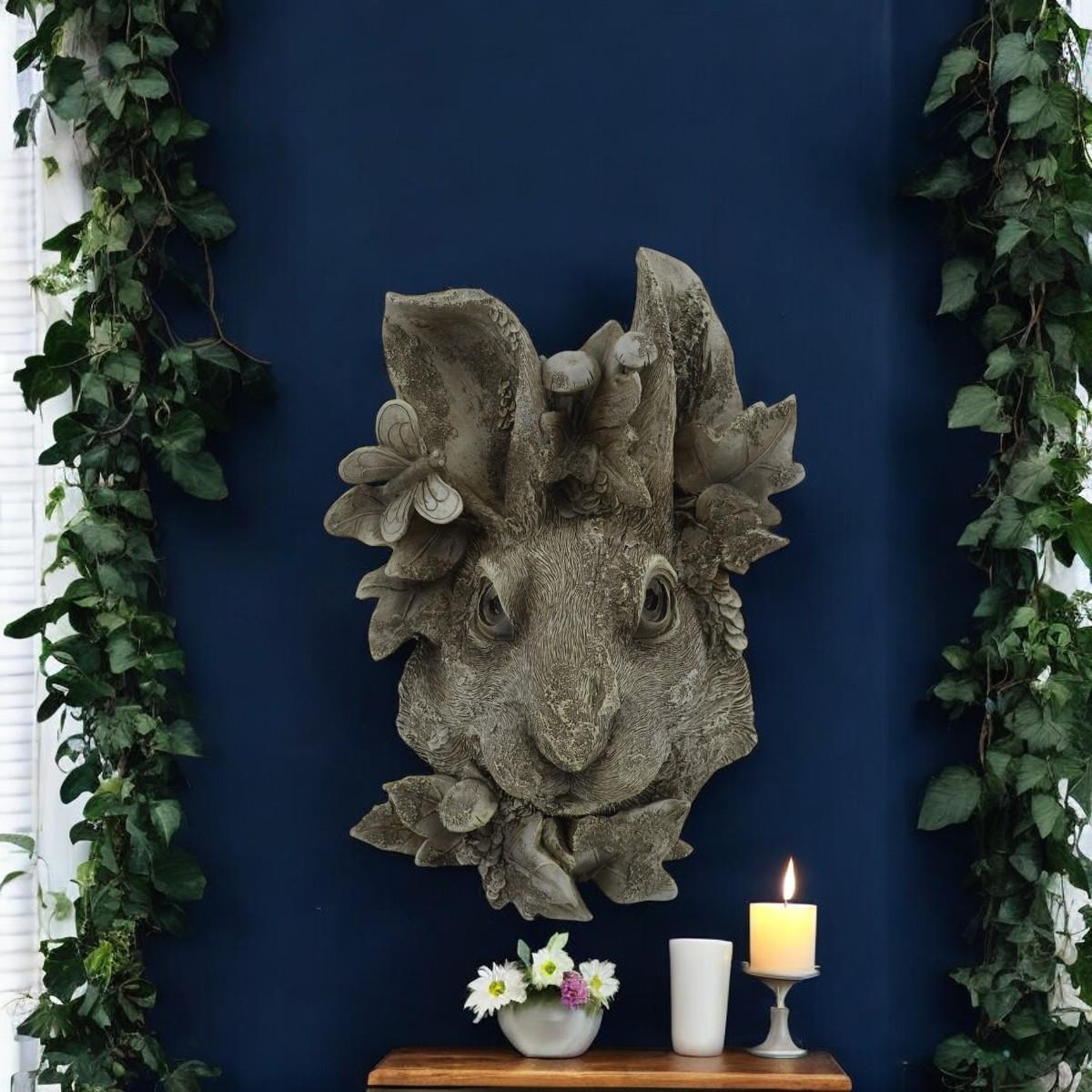 Horizontal Rabbit Plaque Resin Rabbit Woodland Wall Plaque - Indoor/Outdoor Decor