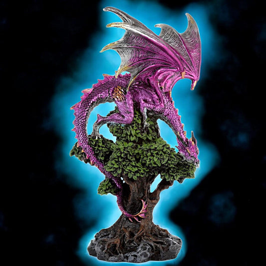 Majestic Purple Gothic Dragon Figurine Large Resin Fantasy Statue Ornament 31 cm