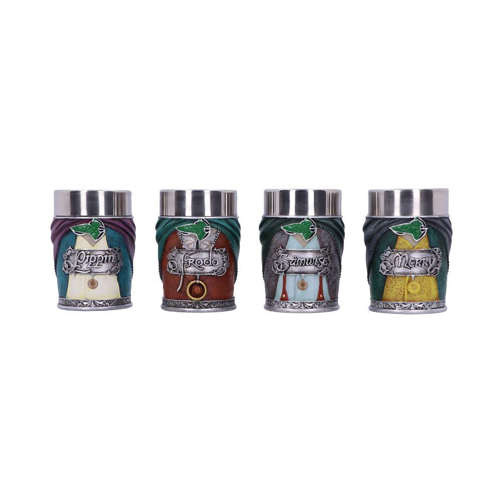 Lord of the Rings Hobbit Shot Glass Set Official Frodo, Sam, Merry, Pippin Cups