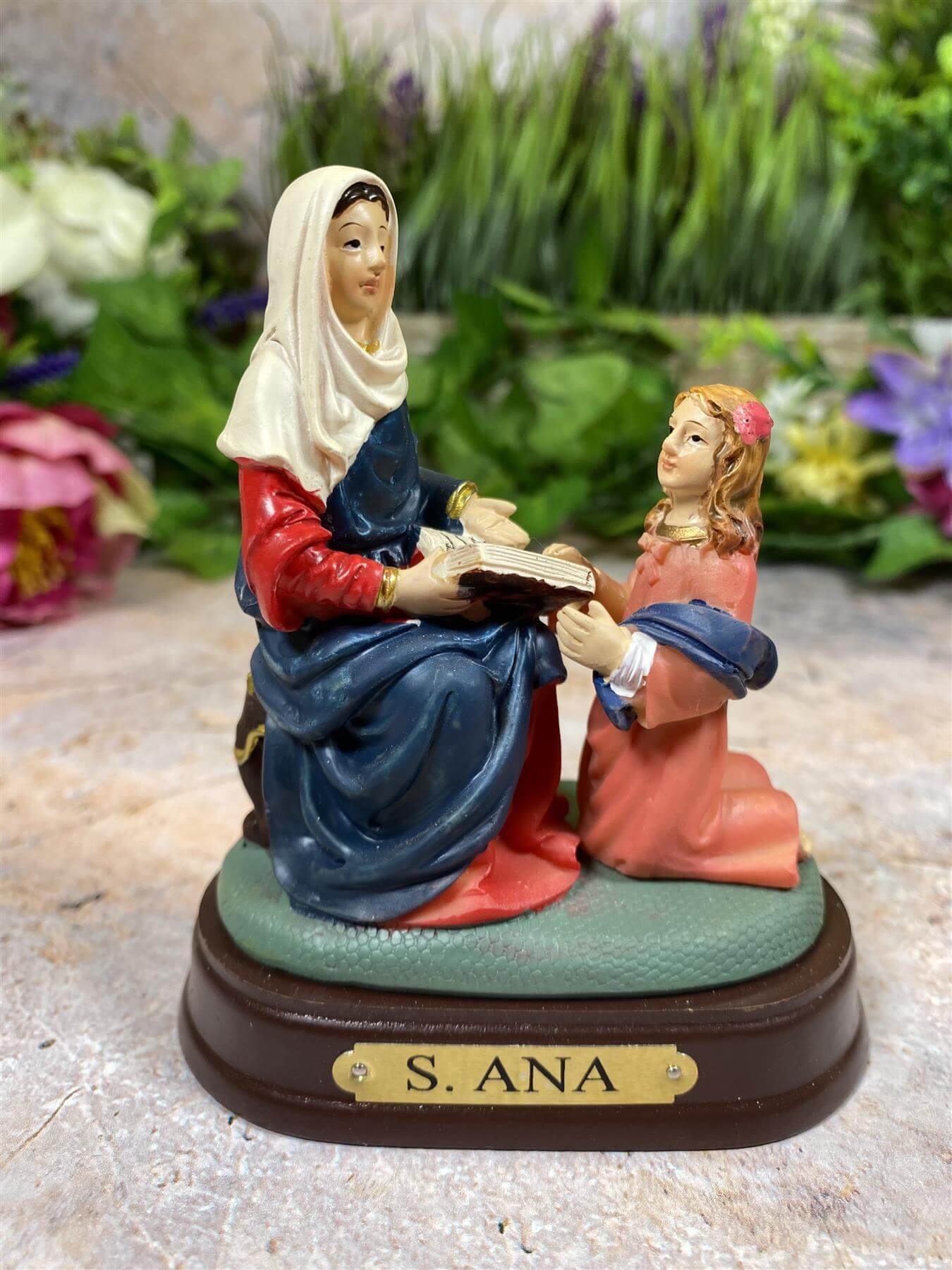 Saint Anne Teaching Mary Resin Statue, Hand-Painted Figurine, Inspirational Religious Decor, Christian Education Symbol-Osiris Craftworks