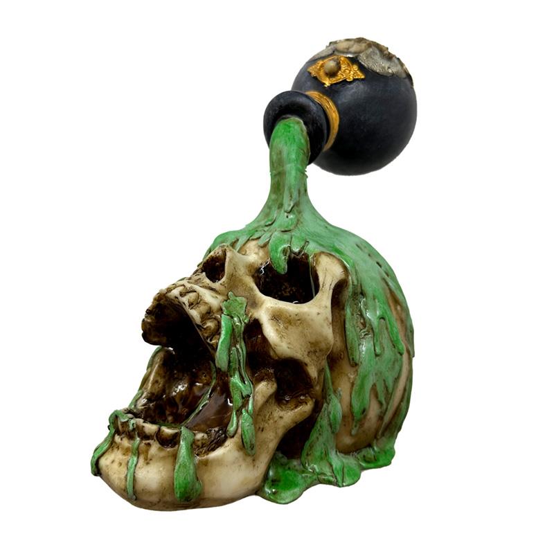 Alchemy Skull Gothic Figurine Toxic Potion Statue Witchcraft Fantasy Decor 19.5 cm