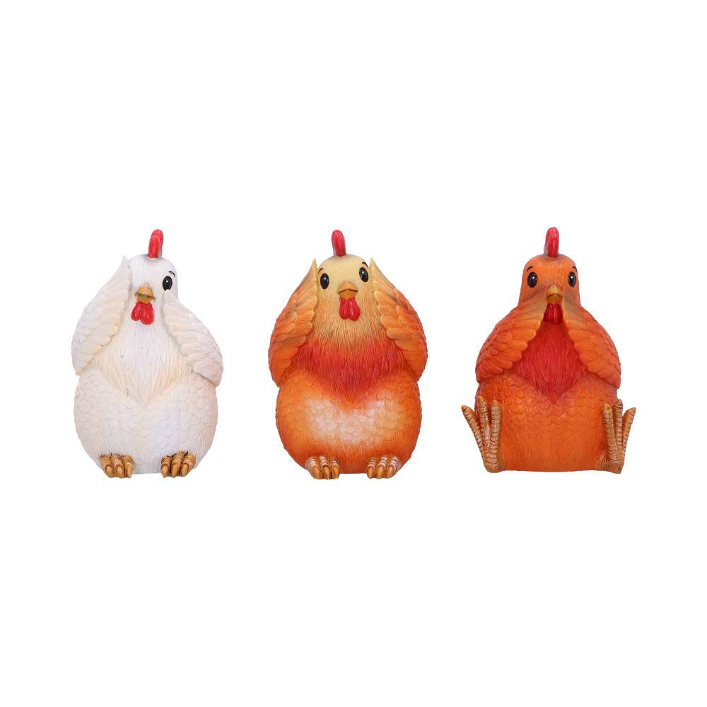 Three Wise Hens Figurines See No, Hear No, Speak No Evil Farmyard Art Decor
