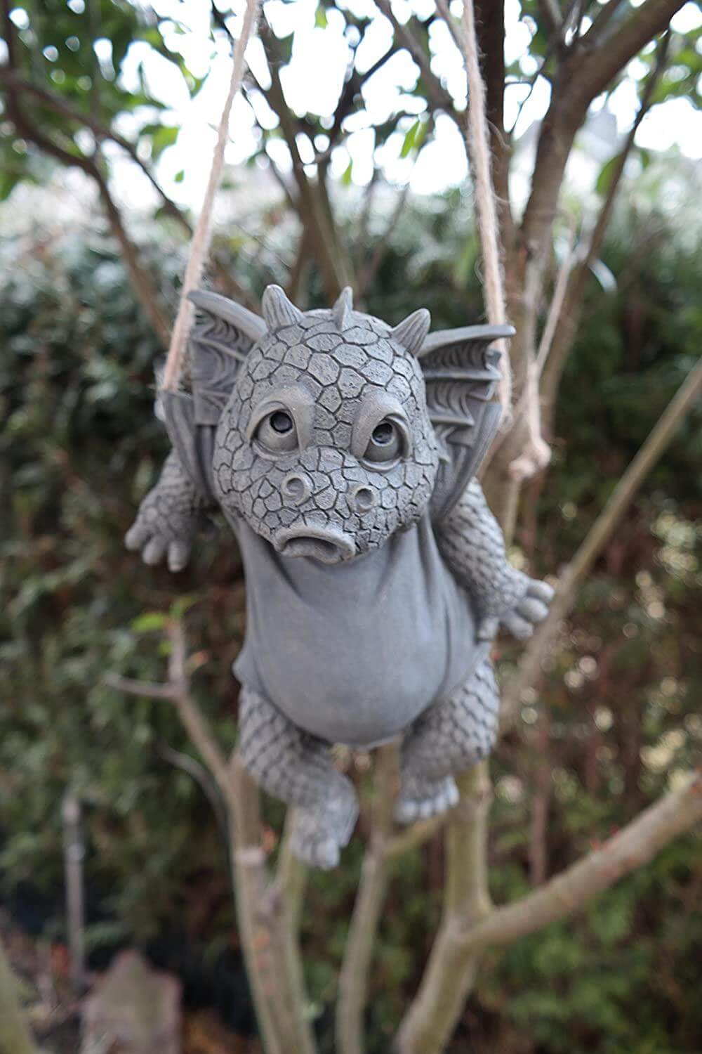 Sitting Dragon Laundry Time Dragon Garden Ornament 28cm-Osiris Craftworks