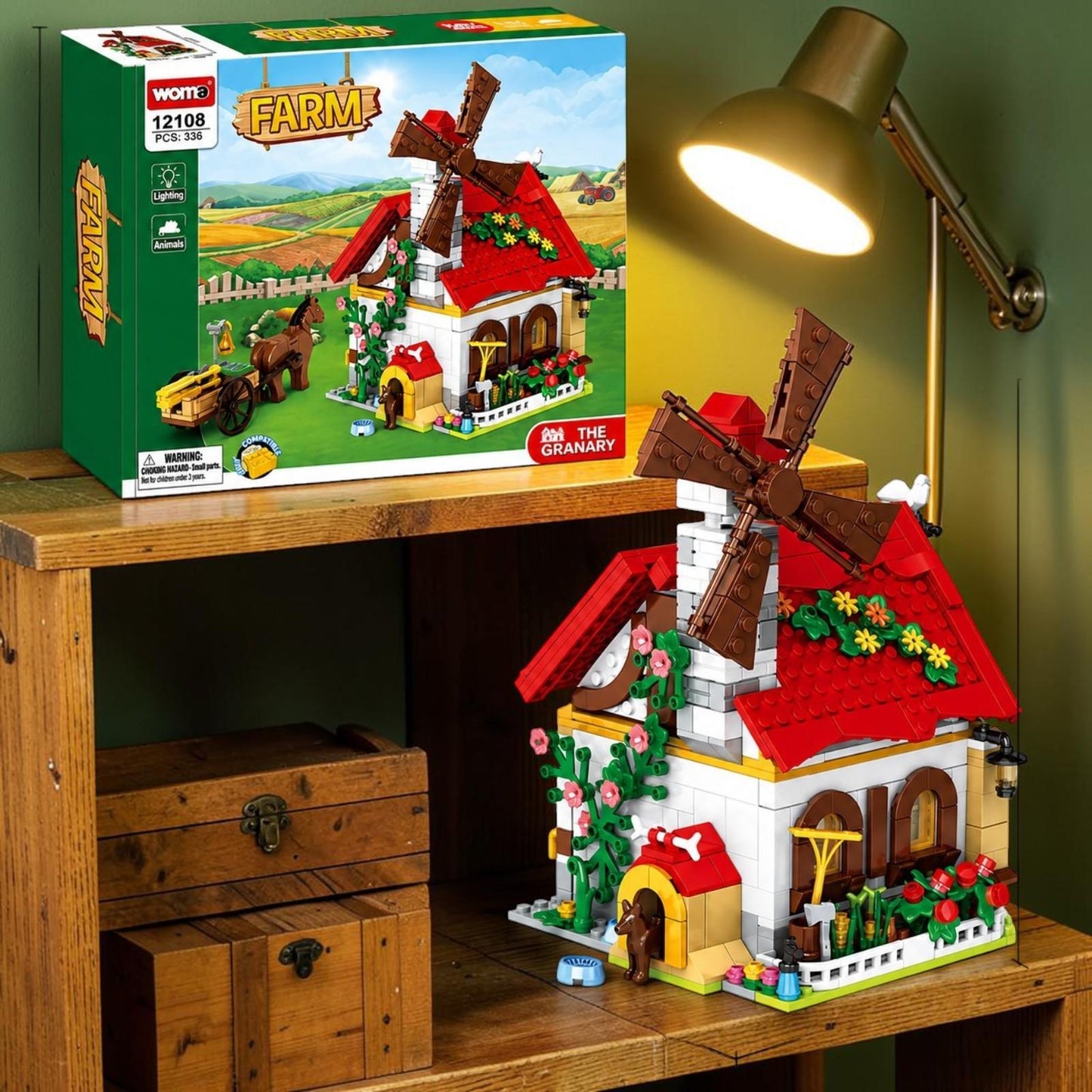 Farm Windmill 336pc Construction Puzzle Granary Model Country Toy Playset