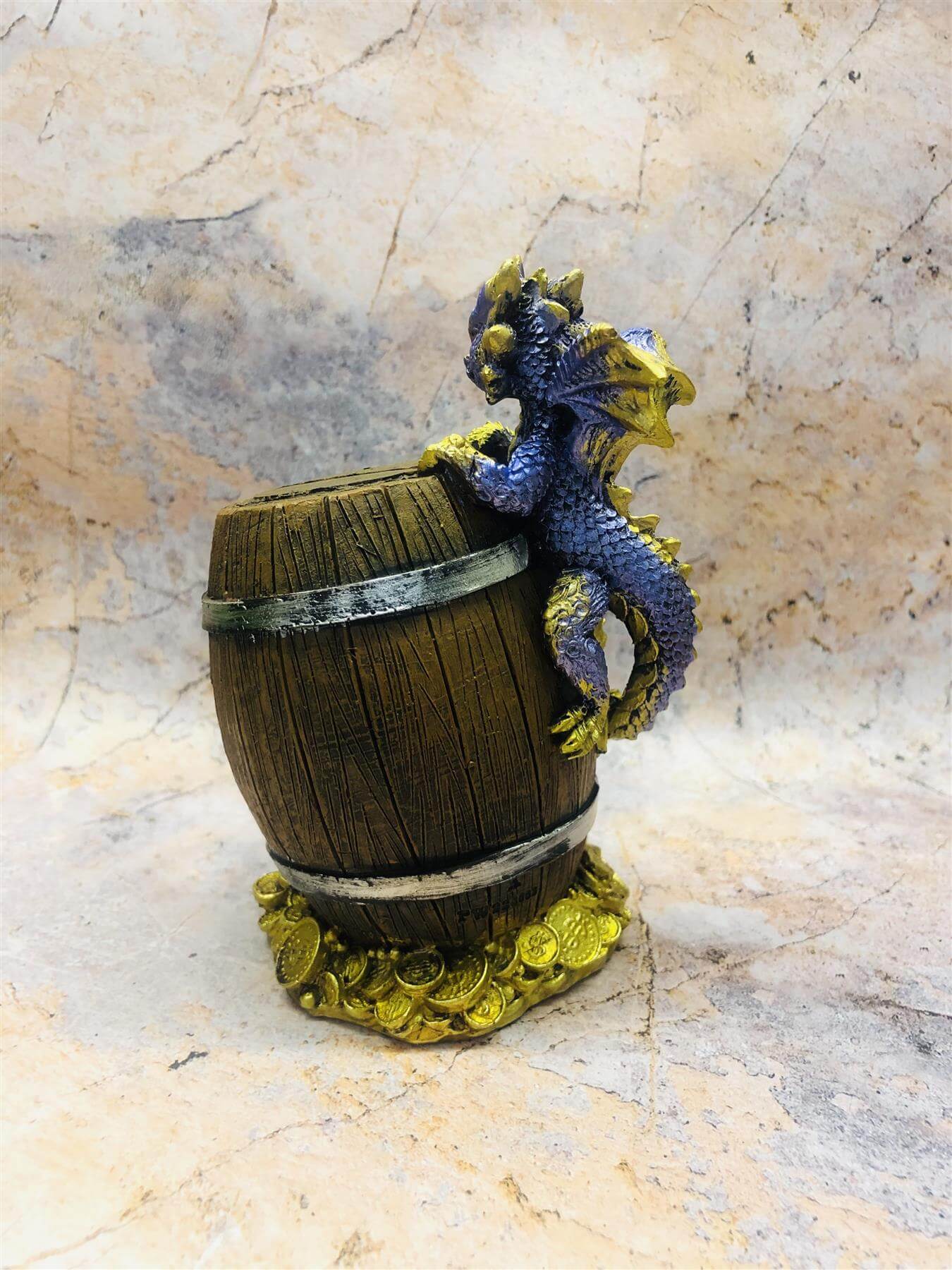 Whimsical Blue Dragon Money Bank Fantasy Saving Box Dragons Collection Hand Made from Quality Designer Resin