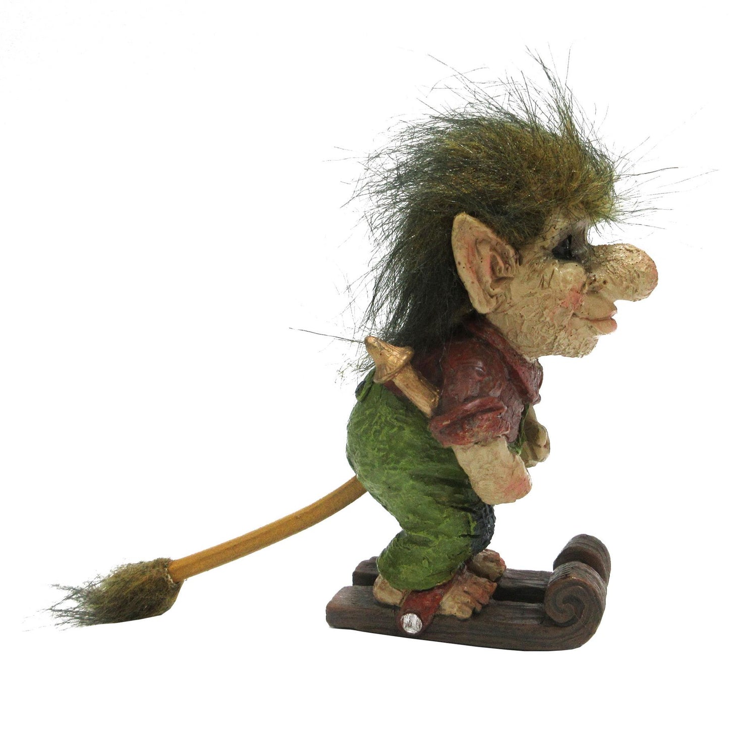 Nordic Skiing Troll Figurine Whimsical Ornament Mythical Folklore Collectable