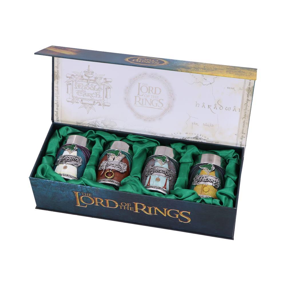 Lord of the Rings Hobbit Shot Glass Set Official Frodo, Sam, Merry, Pippin Cups