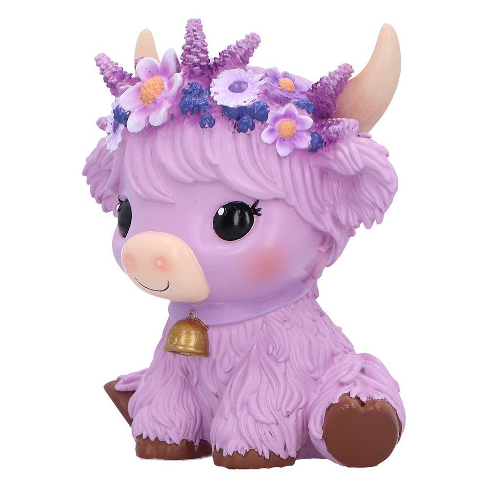 Moo Crew Hyacinth Purple Flower Cow Figurine Cute Farmhouse Ornament Decor