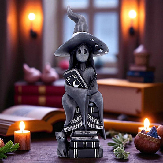 Little Souls Shine Figurine Mystical Witch & Spell book Gothic Wiccan Altar Decor