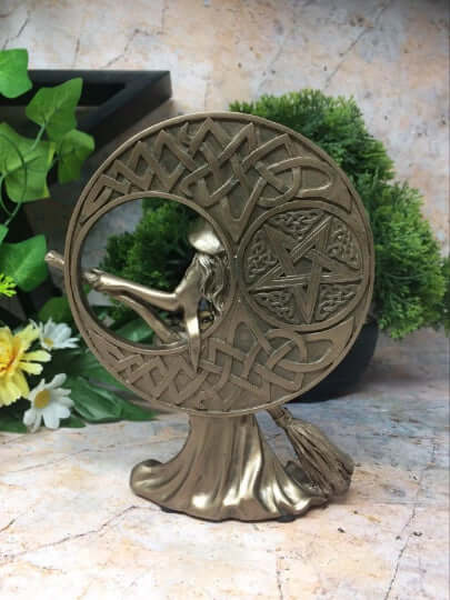 Enchanting Bronze Witch Statue Handcrafted Resin Sorceress | Mystical Home Decor Gift | Wiccan & Pagan Ornament