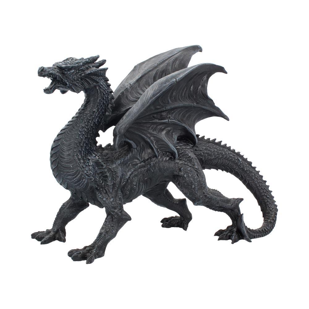 Dragon Watcher Obsidian Statue Dark Fantasy Decor Gothic Collectible Figurine Art