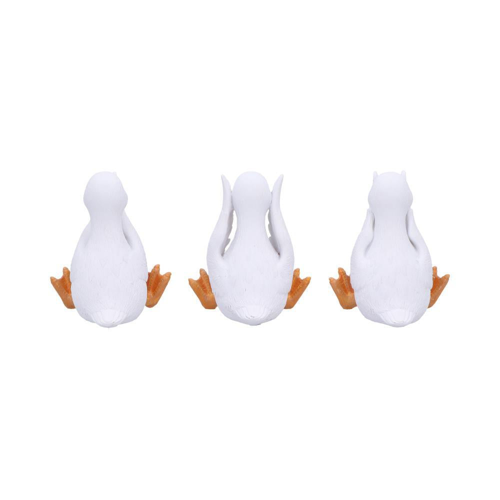 3 Wise Goofy Geese Figurines See No Hear No Speak No Evil Funny Animal Decor