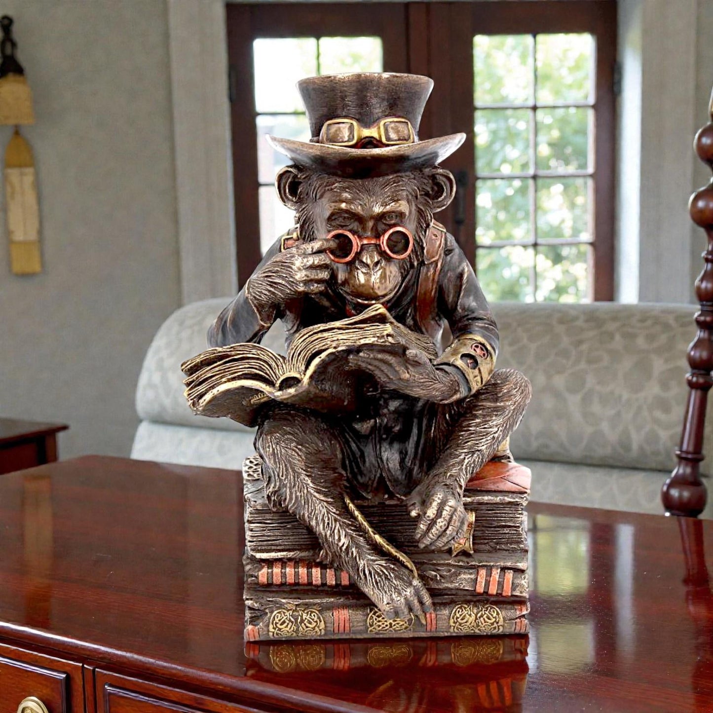 Steampunk Chimp Scholar Figurine Victorian Monkey Ornament Retro Science
