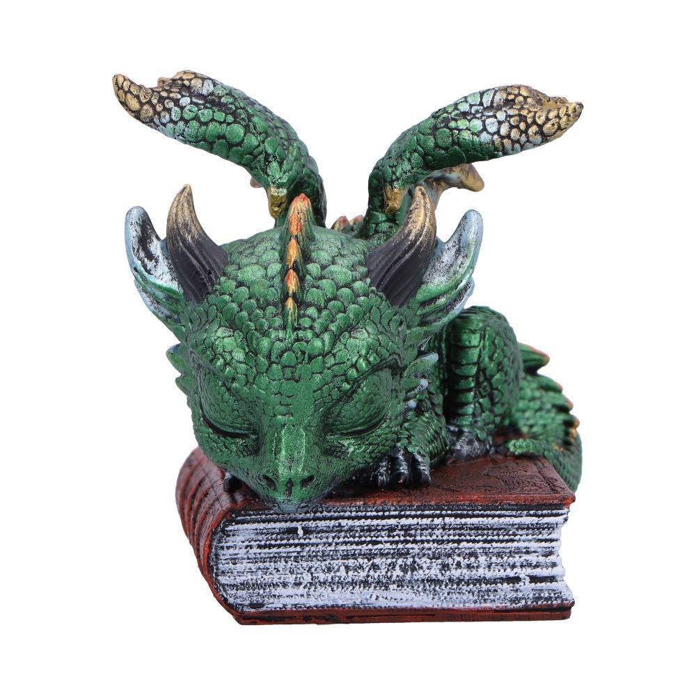 Fantasy Sleeping Dragon Ornament Gothic Creature Figurine on Magic Spell Book