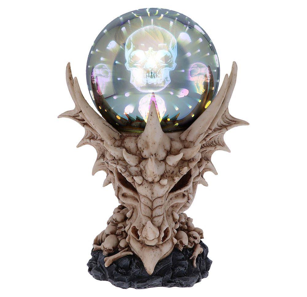 Skeletal Dragon Skull Figurine with Light-Up Orb Multi-coloured LED Skulls  Gift Boxed.