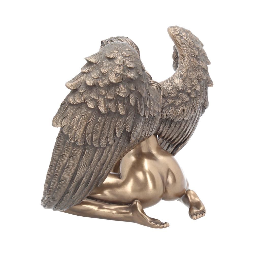 Bronze Angel Nude Figurine Gothic Fallen Angel Statue Sensual Winged Sculpture