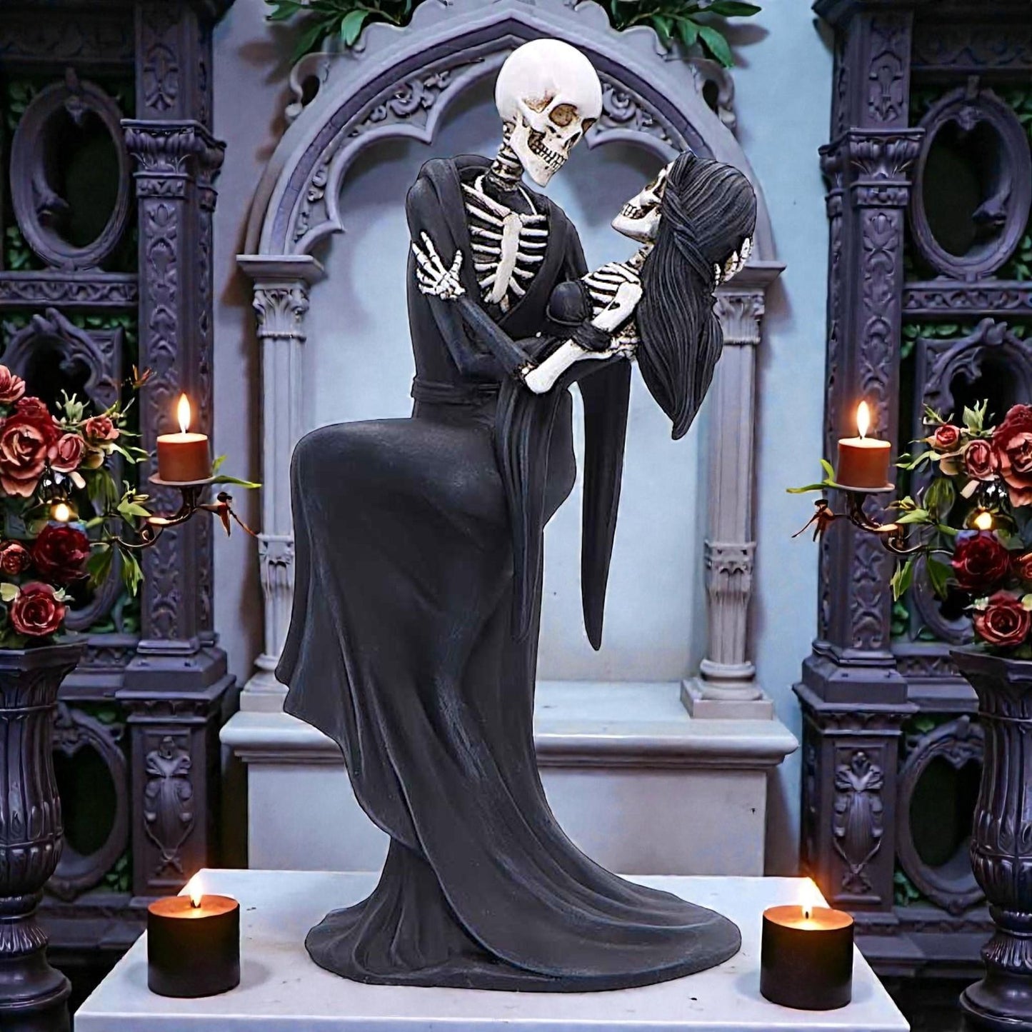 Eternal Dance Skeleton Lovers Figurine Gothic Romance Skull Couple Ornament