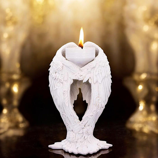 Floral Angel Wings Tea Light Holder – 17cm Elegant and Intricate Design