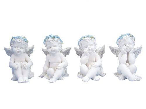 Set of Four Cherub Angel Figurines | 6.3cm Resin Baby Angels | Decorative Mini Angel Statues