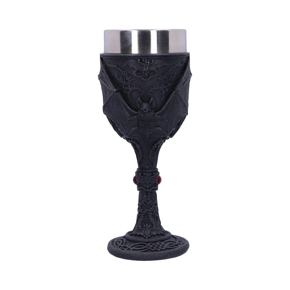 Gothic Bat Wine Goblet | Vampire Kitchen Barware | Black Resin Chalice 19.5cm