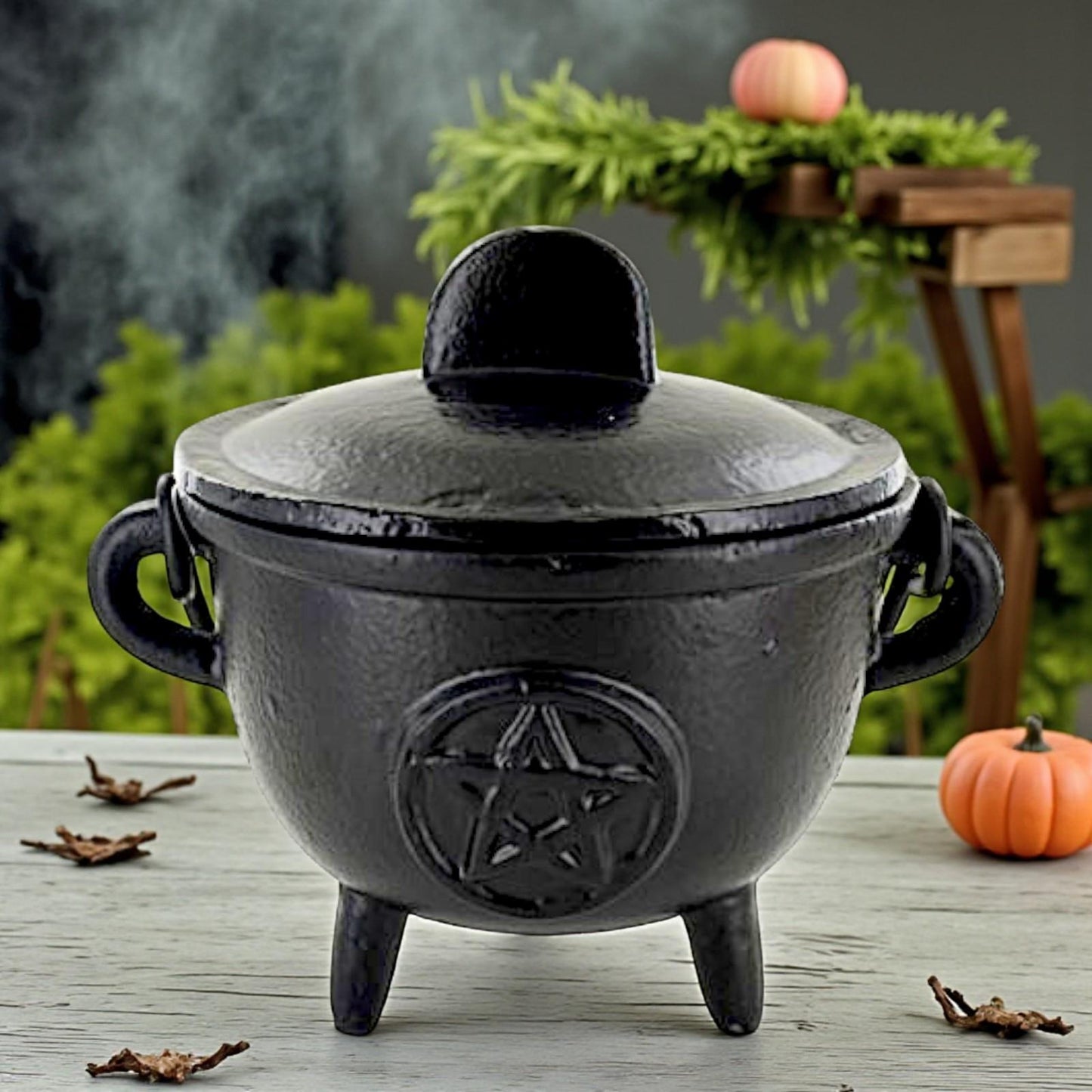 Witchcraft Cast Iron Pentagram Cauldron Medium Wiccan Pagan Spiritual Tool