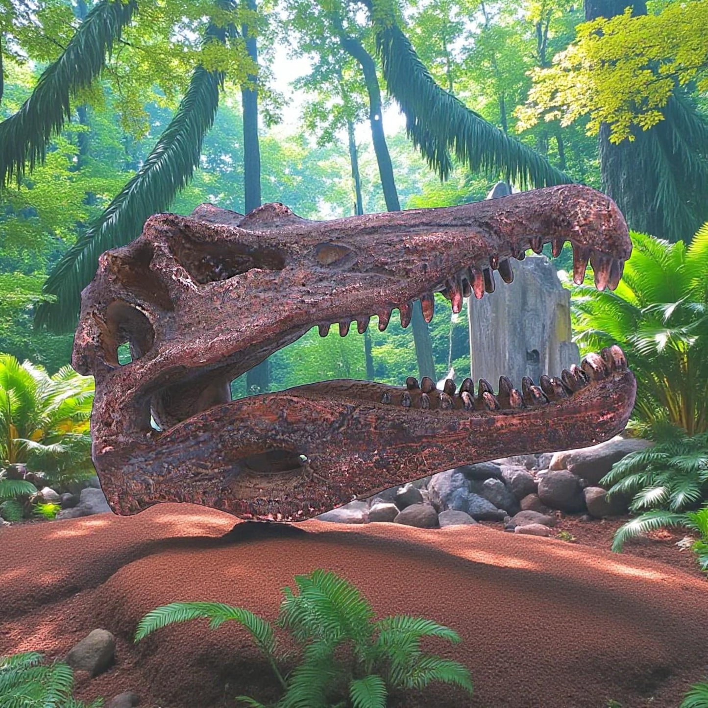 Realistic Spinosaurus Dinosaur Skull Model Replica Skeleton Sculpture Home Gift