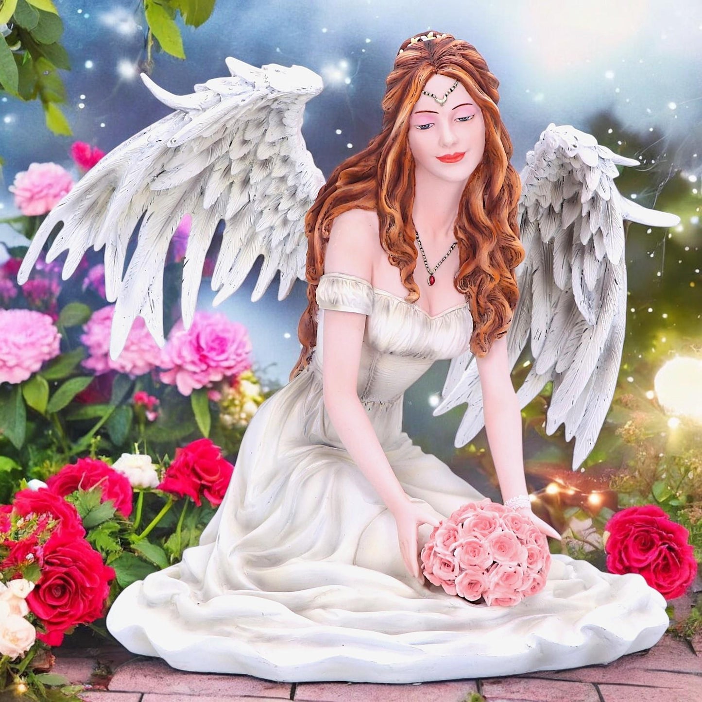 Enchanting Angelic Angel Figurine Mystical Fantasy Sculpture Home Decor Boxed