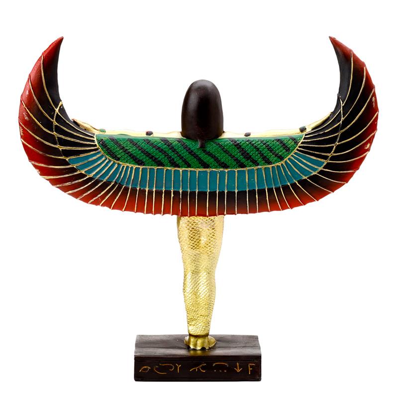 Winged Isis Gold Statue - Egyptian Mythology Goddess Figurine 23cm Ornament