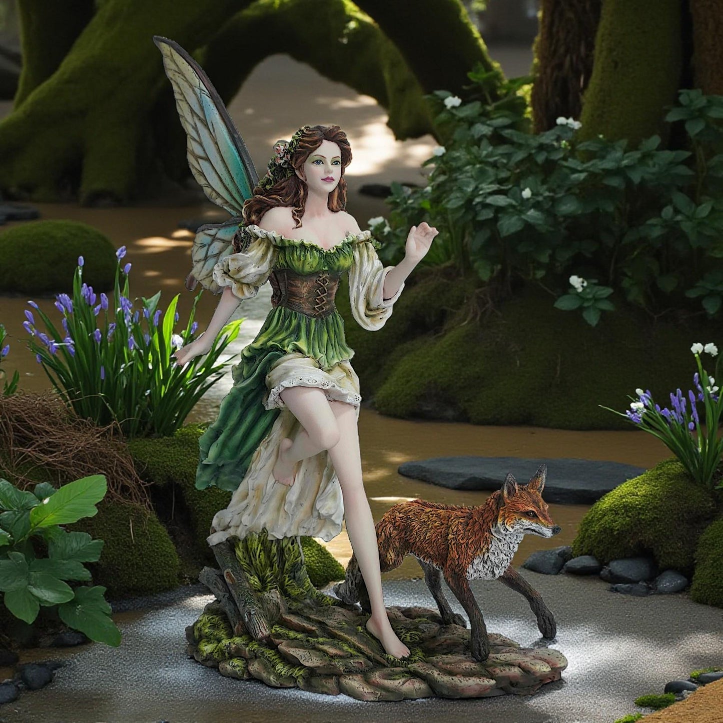 Fantasy Fairy Figurine with Fox Woodland Resin Statue Mythical Ornament 40.5cm