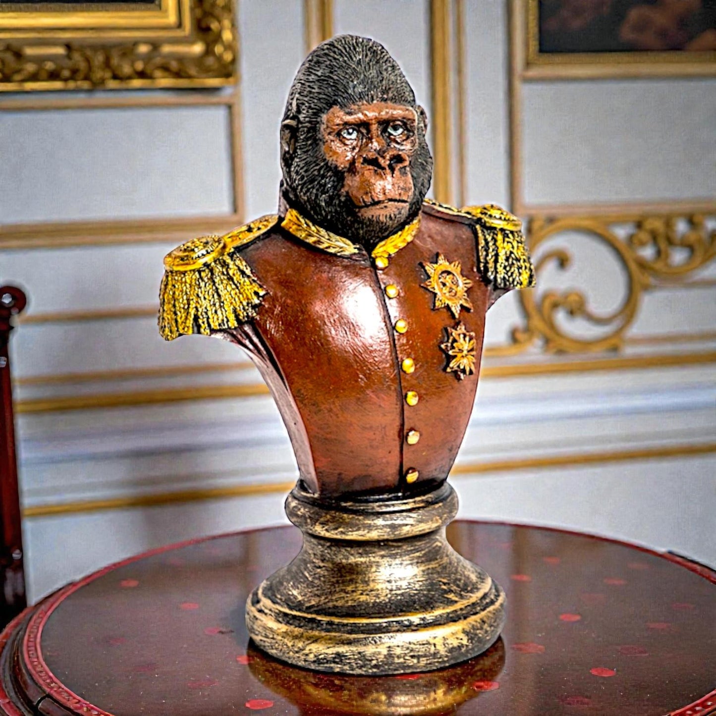 Gorilla Officer Bust Steampunk Military Animal Figure Regency Home Ornament