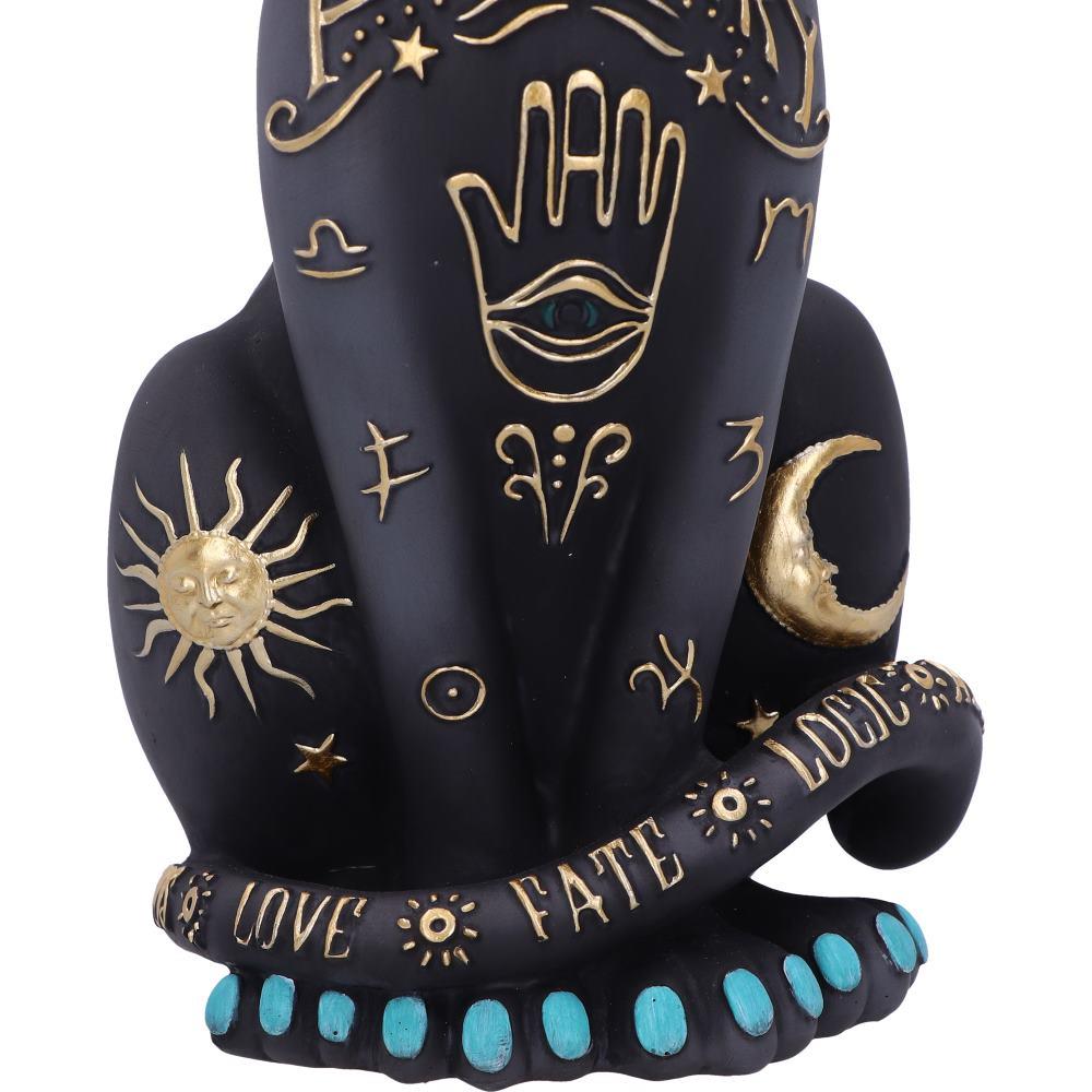 Gothic Palmistry Cat Statue Wiccan Mystical Figurine Astrology Witch Home Decor