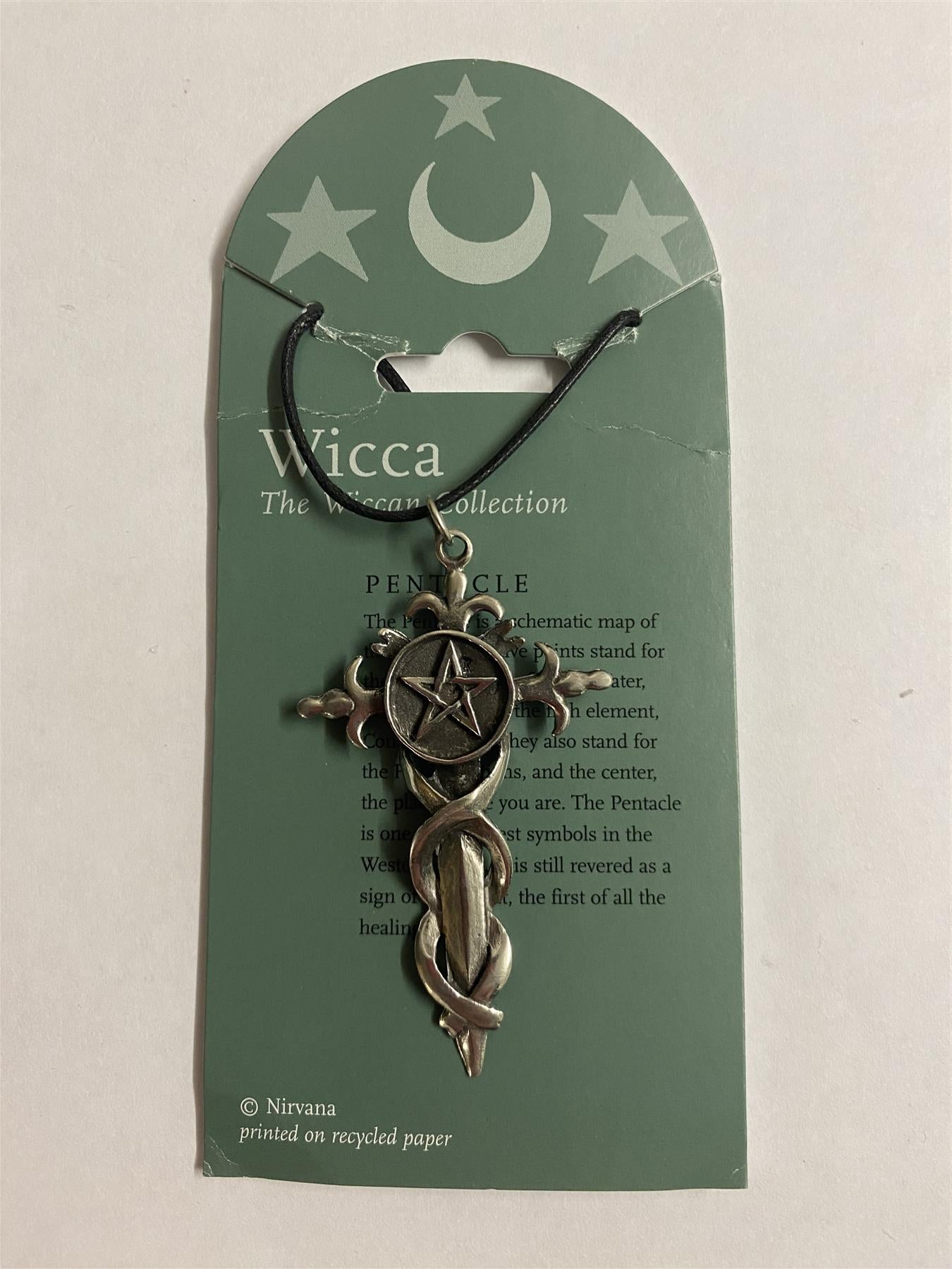 Powerful Wiccan Pentacle Sword Amulet Pendant Talisman | Pewter | 6x3.2 cm Protection Charm