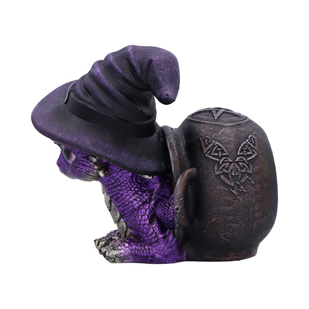 Whimsical Baby Dragon in Cauldron Gothic Witchcraft Fantasy Figurine Collectible