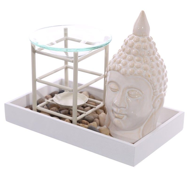 Buddha Tray with Pebbles and Oil Burner