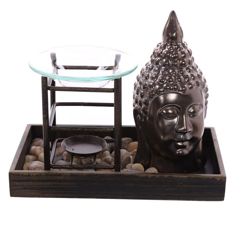Buddha Tray with Pebbles and Oil Burner